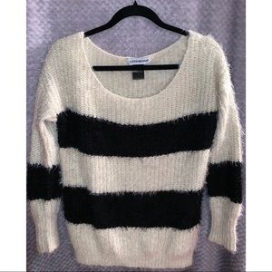 Black and off-white fuzzy sweater